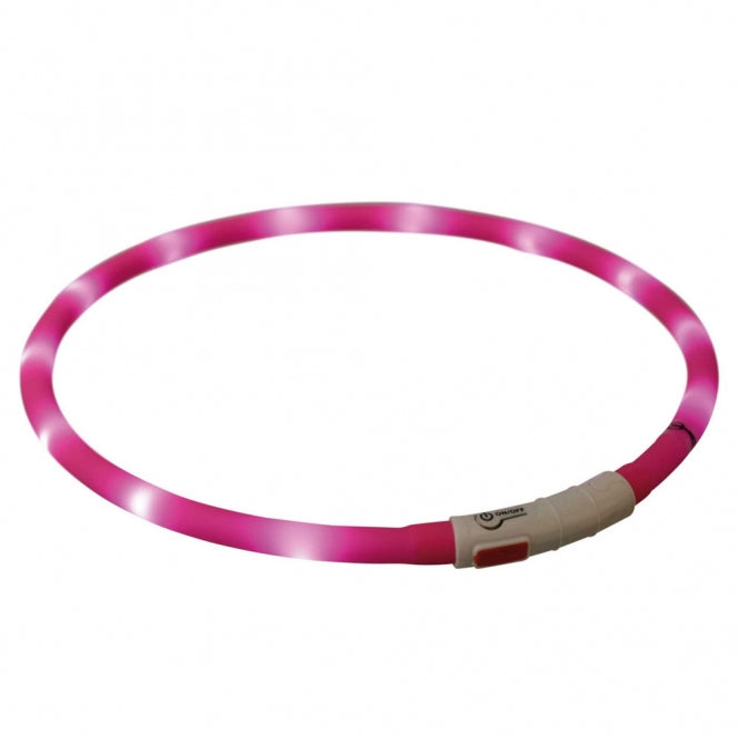 Trixie Flash Leuchtring USB aus Silikon - pink