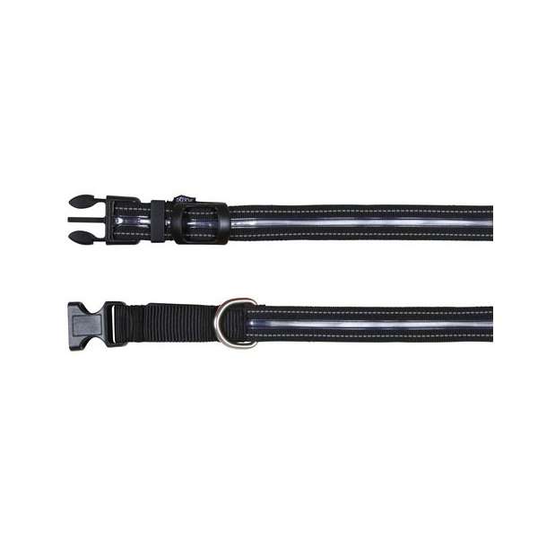 Trixie Flash + Reflect Halsband - Schwarz - M-L: 40-55 cm