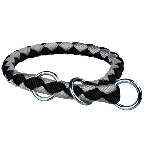 Trixie Cavo Würger / Zug-Stopp-Halsband - schwarz/silber - 39-45 cm/ 12 mm
