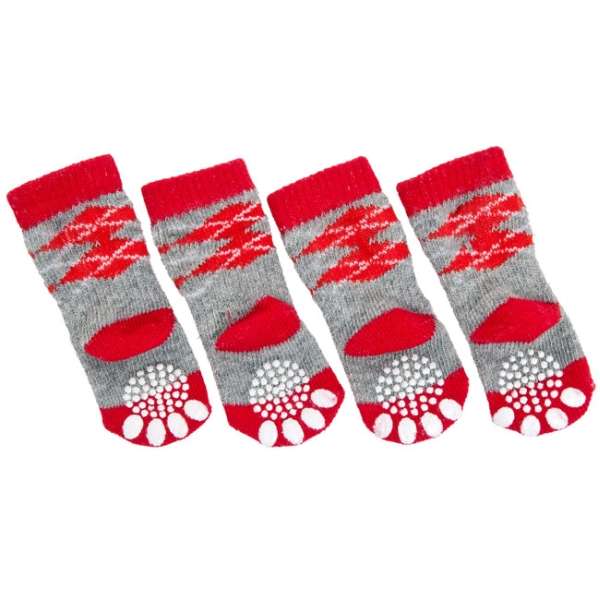 Karlie Doggy Socks Hundesocken 4er Set - Rot/Grau - S
