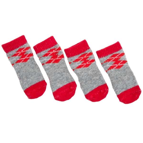 Karlie Doggy Socks Hundesocken 4er Set - Rot/Grau - L