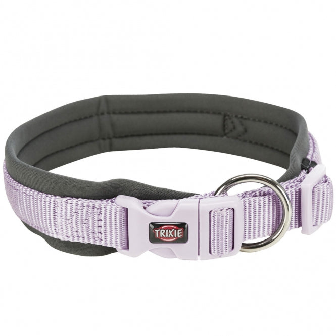 Trixie Premium Halsband, extra breite Neopren Polsterung - flieder/grafit - 27-35 cm/10 mm