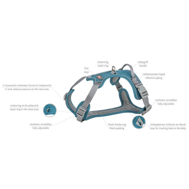 Trixie Premium Active Geschirr - petrol - 60–75 cm/25 mm