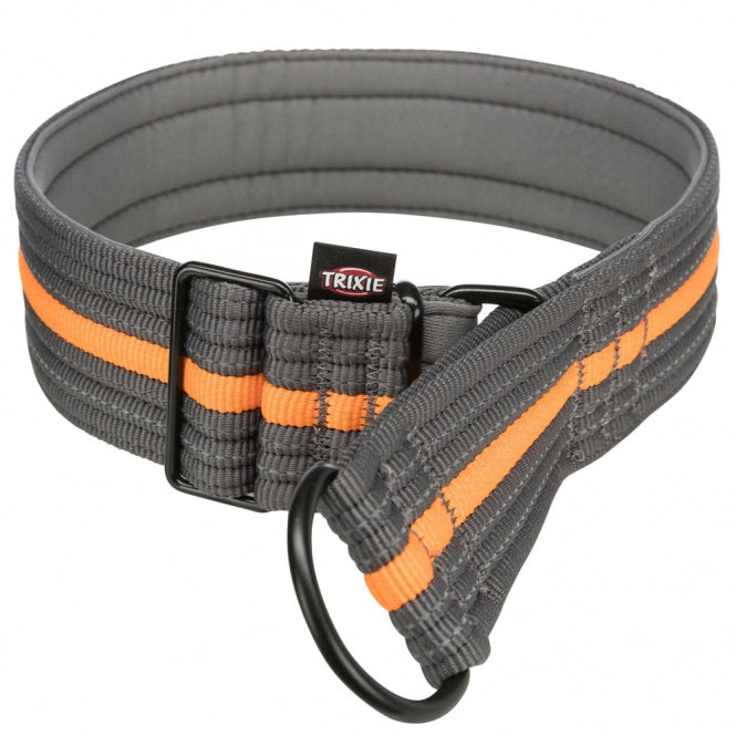Trixie Fusion Zug-Stopp-Halsband, extra breit - grafit/papaya - 38-48 cm/45 mm