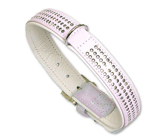 Karlie VINTAGE Strass Halsband 3-reihig - Hellrosa - 24 mm, 45 cm