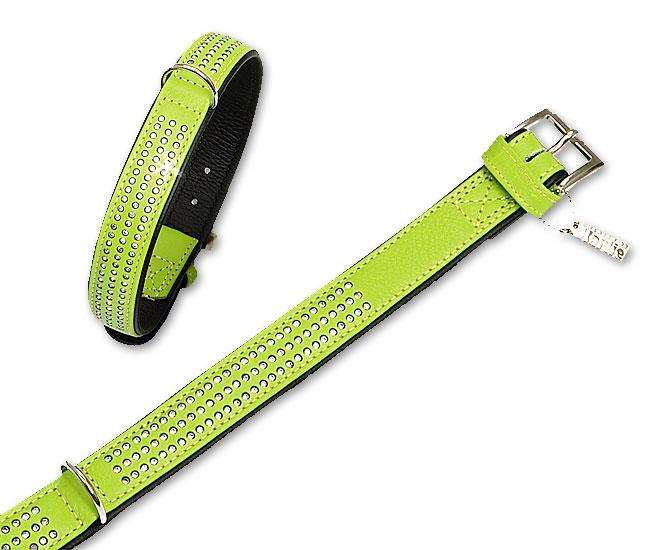 Karlie VINTAGE Strass Halsband 3-reihig - Kiwi - 24 mm, 40 cm