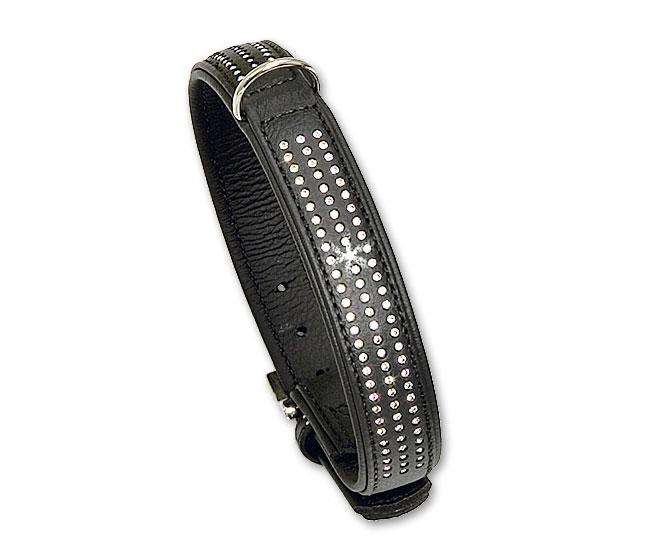 Karlie VINTAGE Strass Halsband 3-reihig - Schwarz - 30 mm, 60 cm