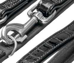 Karlie BUFFALO KROKO Büffelleder-Leine - Schwarz - 22 mm, 100 cm