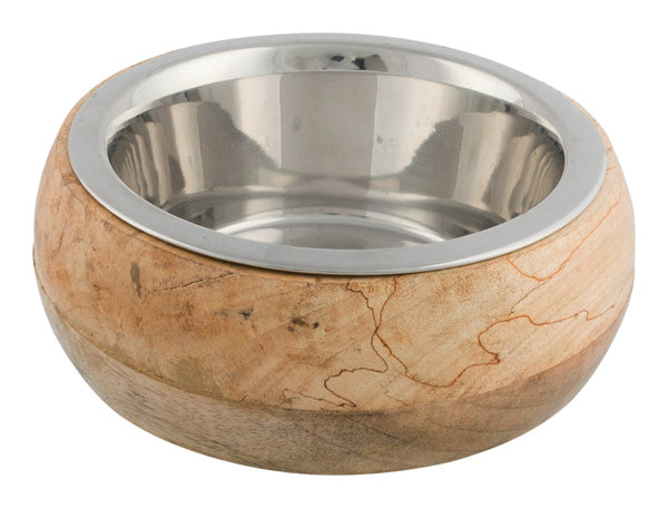Trixie Edelstahlnapf mit Holzhalter - 1,4 l