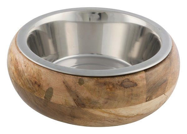 Trixie Edelstahlnapf mit Holzhalter - 0,45 l