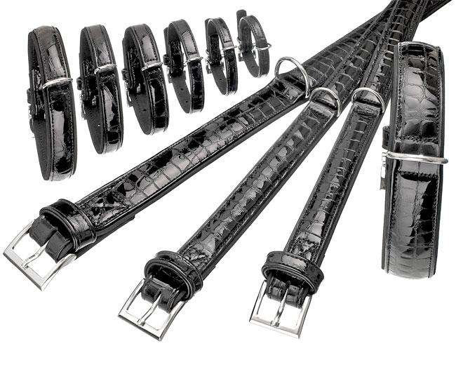 Karlie BUFFALO KROKO Büffelleder-Halsband - Schwarz - 17 mm, 40 cm