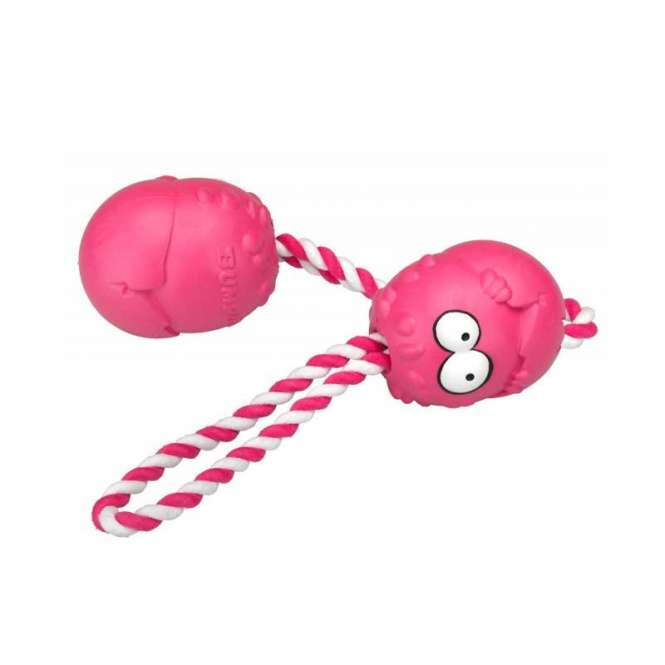 Coockoo Bumpies Extreme mit Seil und Aroma - für Hunde bis 27kg - Strawberry