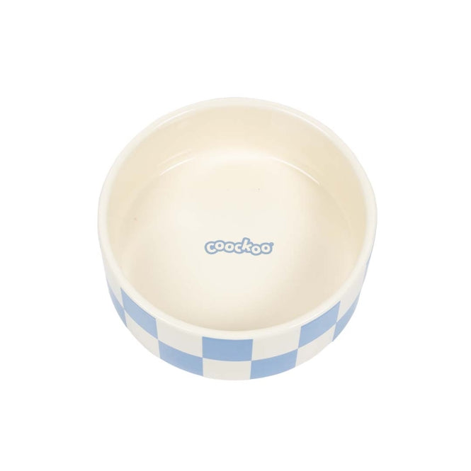 Coockoo Futternapf Checkmate! - blau/weiß - 750ml-16x16x6cm