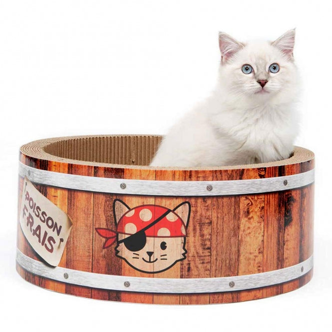 CATIT Play Pirates Kratzer in Fass-Form - 42 cm