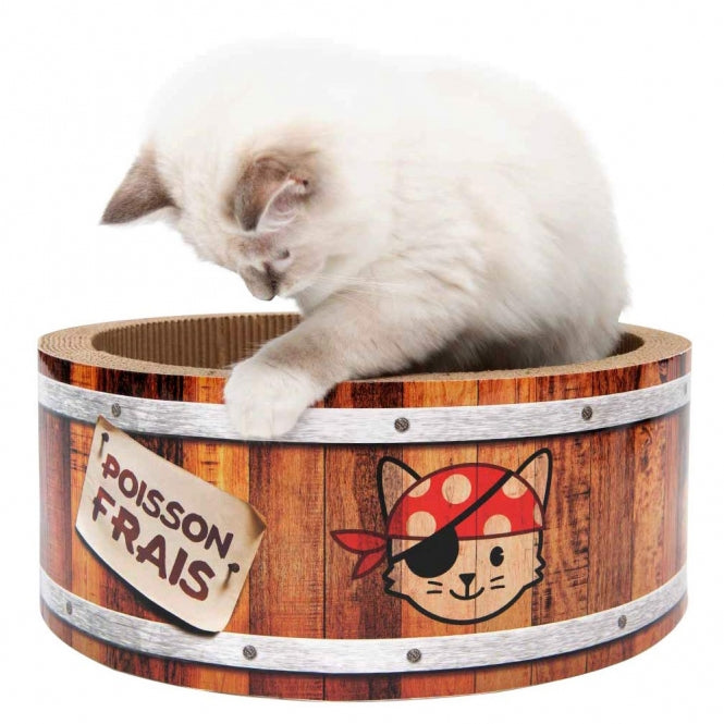 CATIT Play Pirates Kratzer in Fass-Form - 42 cm