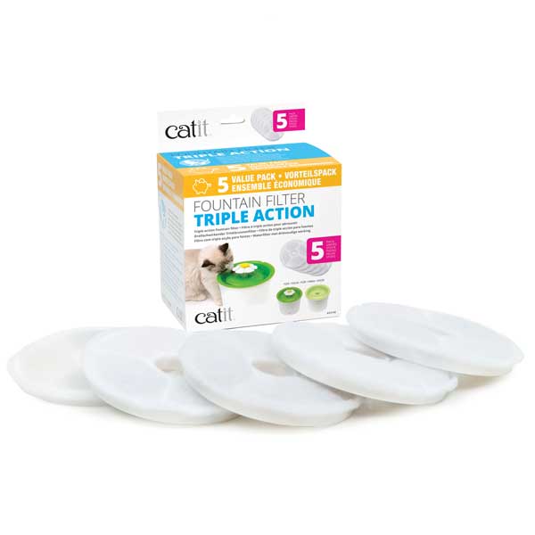 CATIT 2.0 Dreifachwirkender Trinkbrunnenfilter - 5 Stück