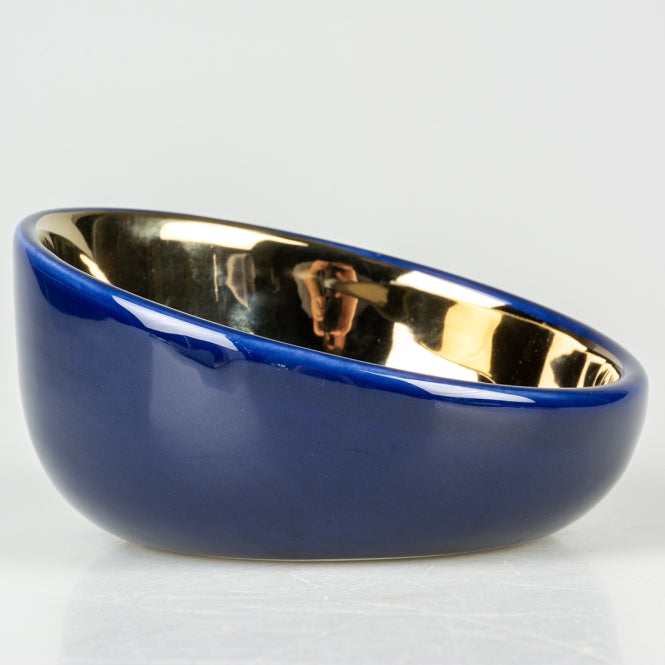 Duvoplus Futternapf Stone Obliq - blau/gold - 150ml - 13x13,5x7cm