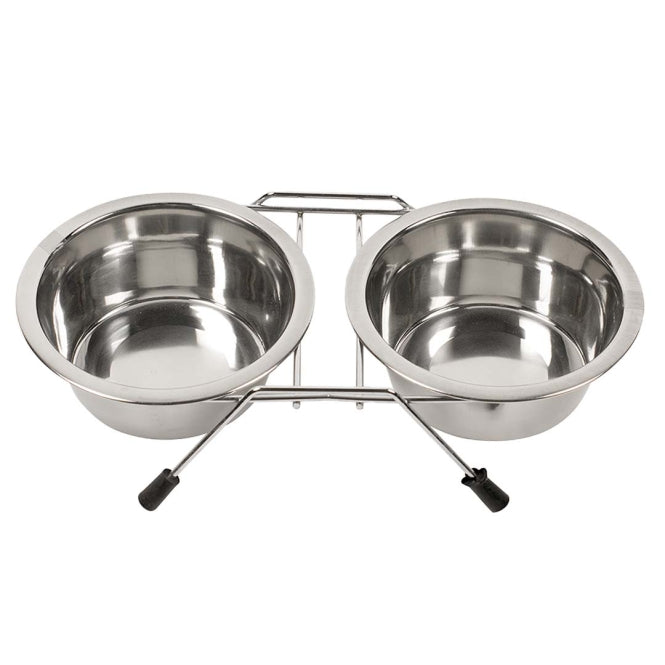 Duvoplus Edelstahl Doppel-Napfständer - 2x 240ml / 11cm