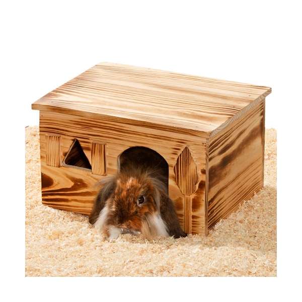 Karlie Nagerhaus Loft aus geflammtem Holz - 31,5 x 24 x 18 cm