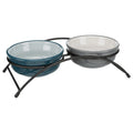 Trixie Napf-Set, Keramik/Metall - petrol/grau - 2 × 0,6 l