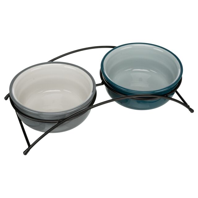 Trixie Napf-Set, Keramik/Metall - petrol/grau - 2 × 0,6 l