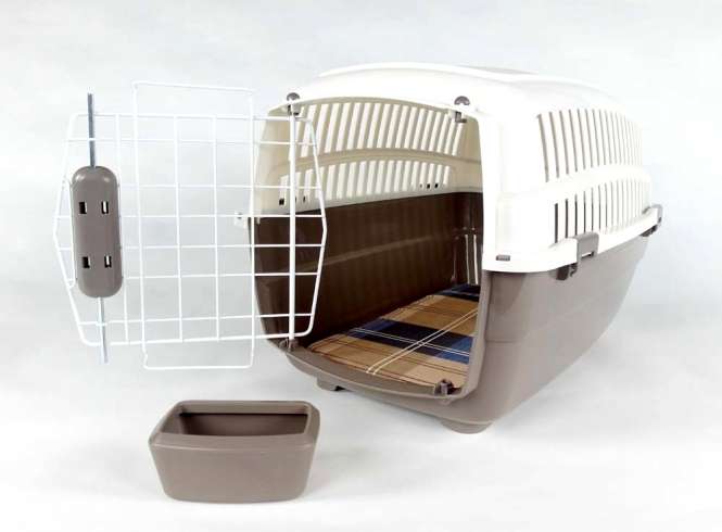 Transportbox Voyager Luxus mit Kissen + Napf - M
