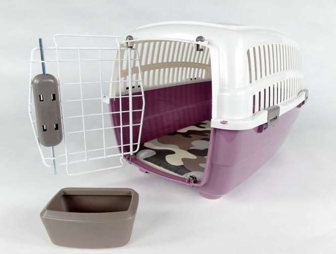 Transportbox Voyager Luxus mit Kissen + Napf - S